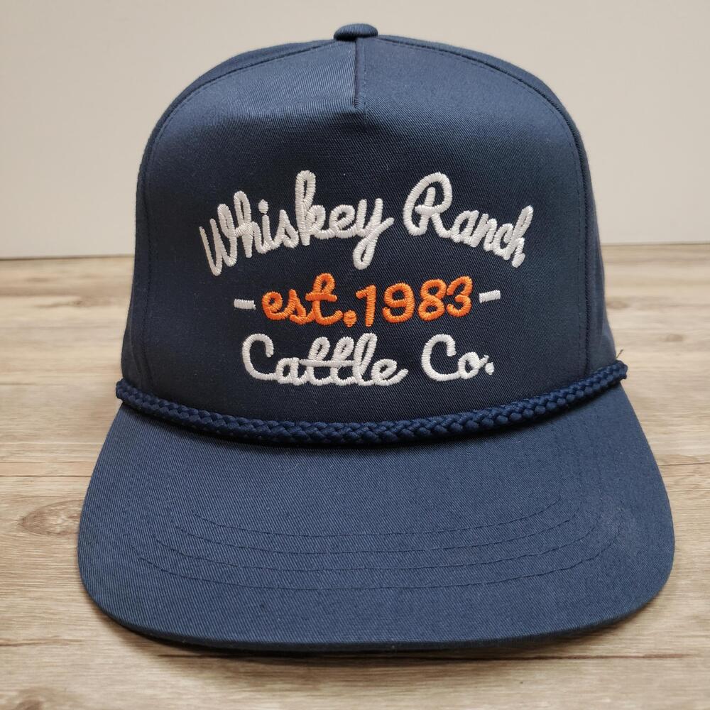 Whiskey Ranch Cattle Co Hat Cap Snapback Mens One Size Blue Rope Yupoong Adj
